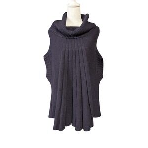 Linea Maglia Sweater Cape Womens S/M Purple Alpaca Wool Cowl Neck Pleated